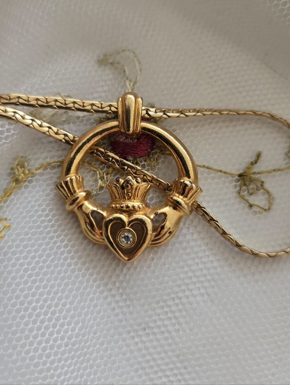 Gold Tone Claddagh Necklace